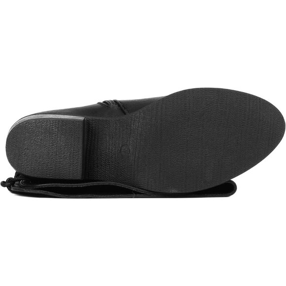 Women Black Pu Textile Over The Knee High Low Block Heel Pointed Toe Riding Boot - Picture 4 of 7